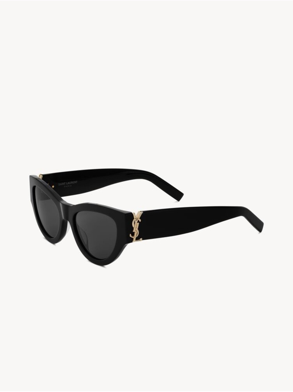 Saint Laurent Black Cat-Eye Sunglasses with Gold YSL Logo